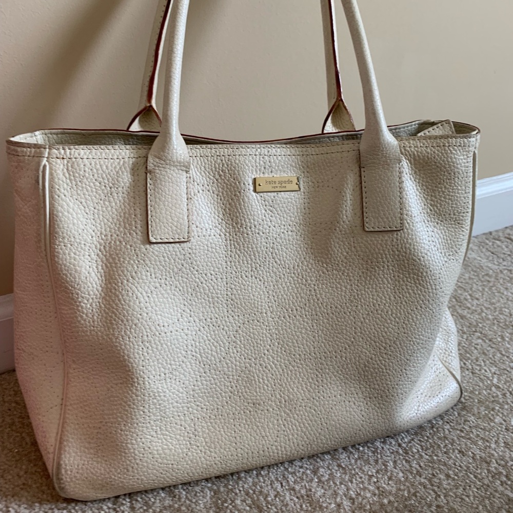 Cream leather Kate Spade tote purse